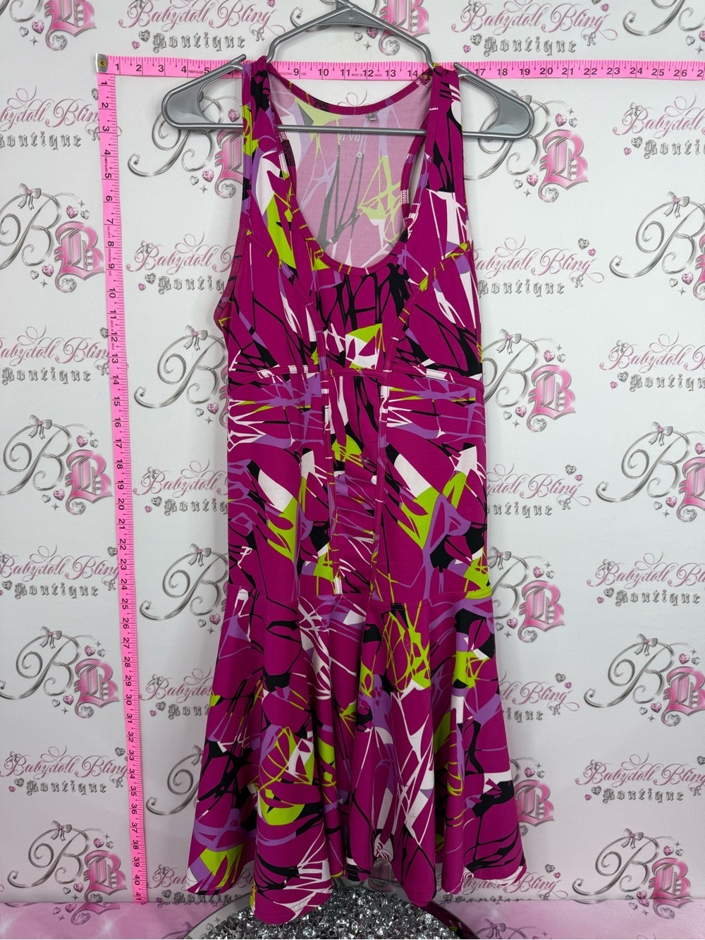 NIVO dress Sleeveless Magenta Abstract Midi Dress -